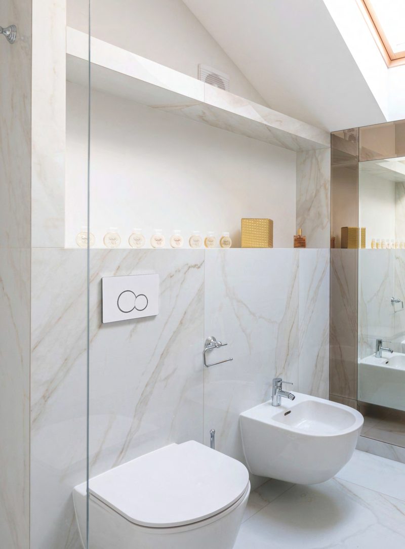 Concealed cistern installed in a modern bathroom